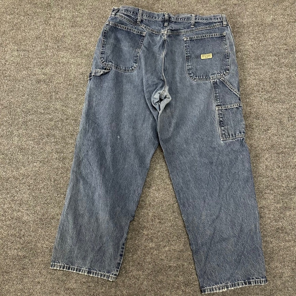 Wrangler Carpenter Jeans Mens Size 38x30 Blue Denim Relaxed Fit Straight Leg